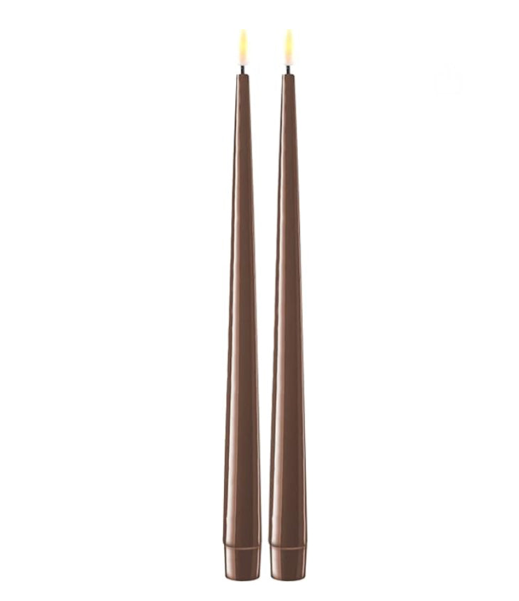 Mocca Deluxe LED Shiny Taper Candle 2 Pack 15”