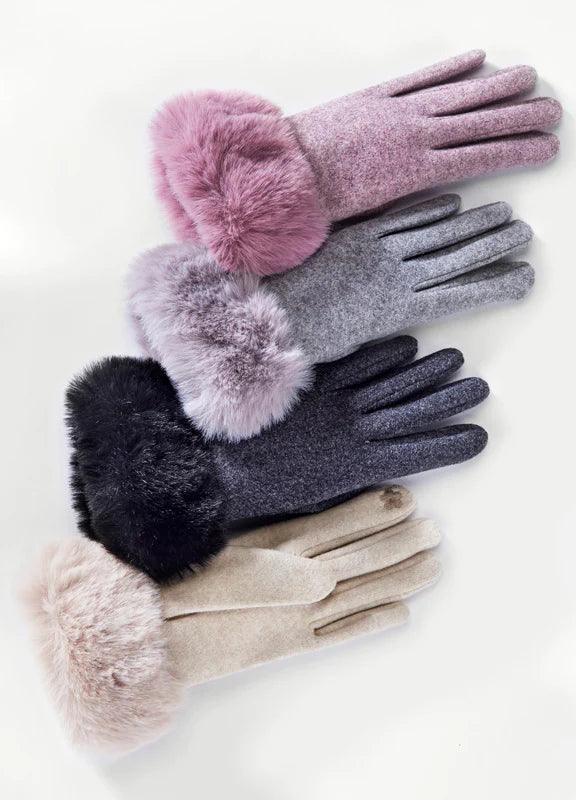Charlotte Faux Fur Texting Gloves