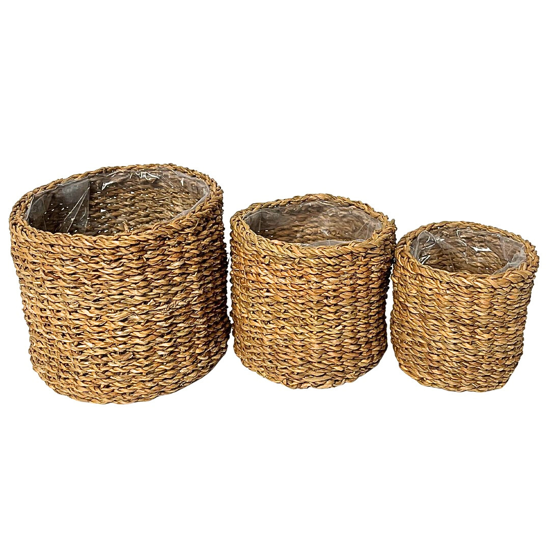 Seagrass Cylinder Basket w/Plastic Lining