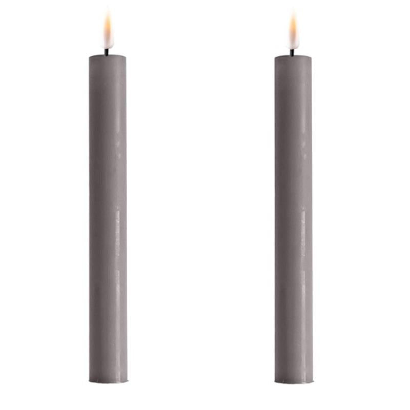 Grey Deluxe LED Taper Candle 2 Pack