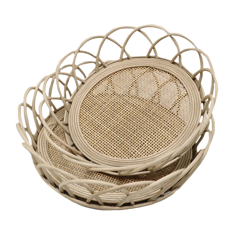 Wood + Rattan Basket Tray