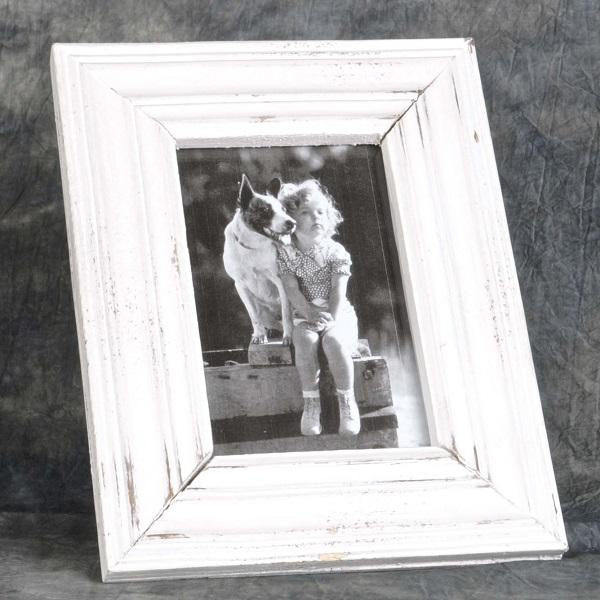 Distressed White Wood Picture Frame 4x6