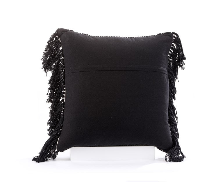Black + Natural Fringe Pillow