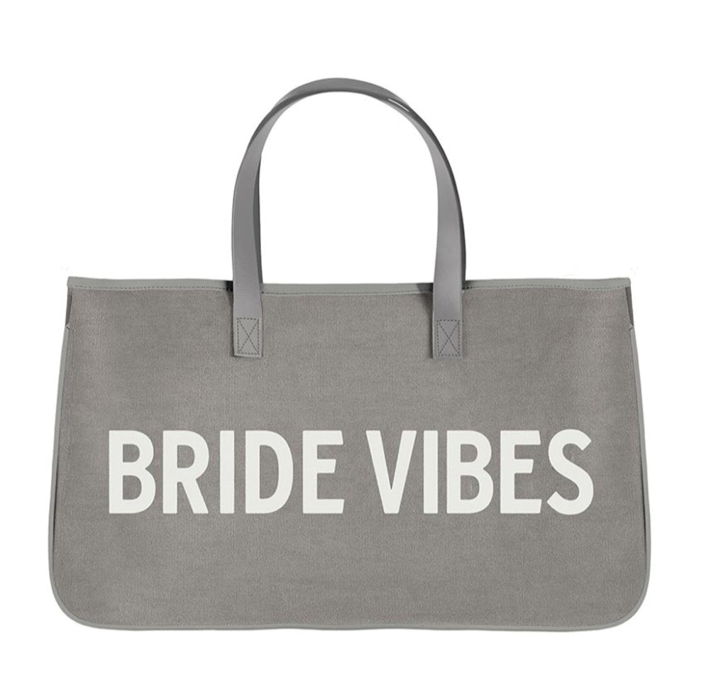 Bride Vibes Canvas Tote Bag-Grey