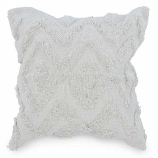 White Zigzag Tufted Cushion
