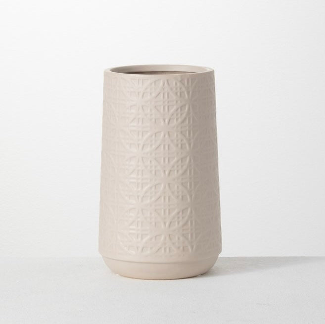 Cream Textured Pattern Vase