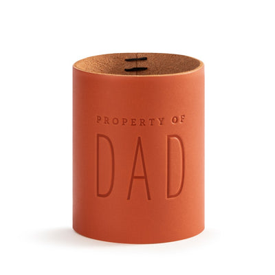 Property of Dad Mug Leather Can Cooler