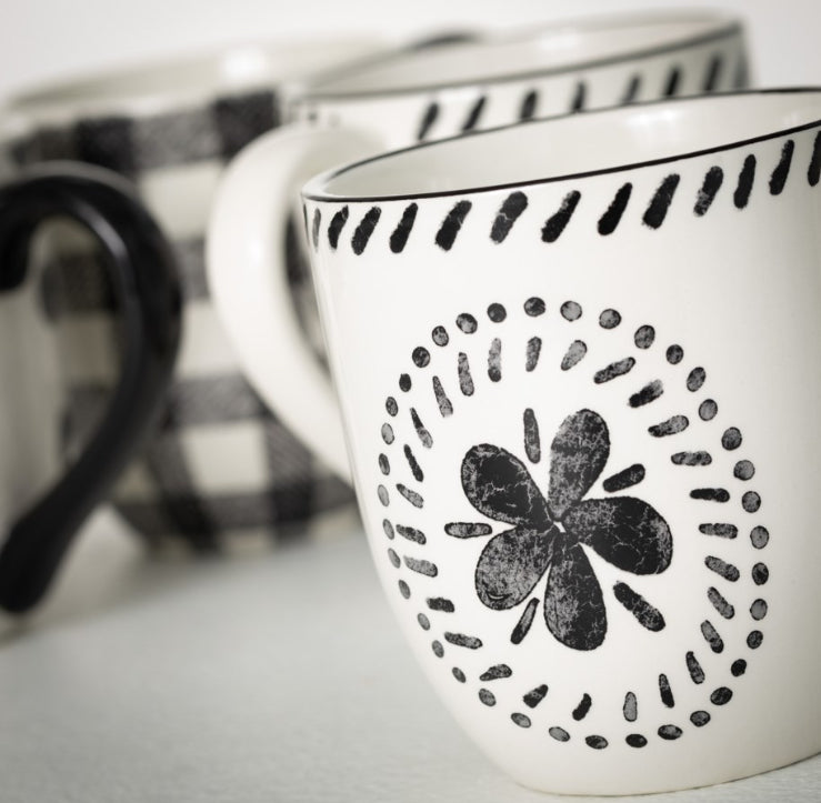 Oversize Black + White Pattern Mug