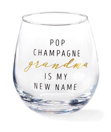 Pop Champagne Grandma Stemless Wine Glass