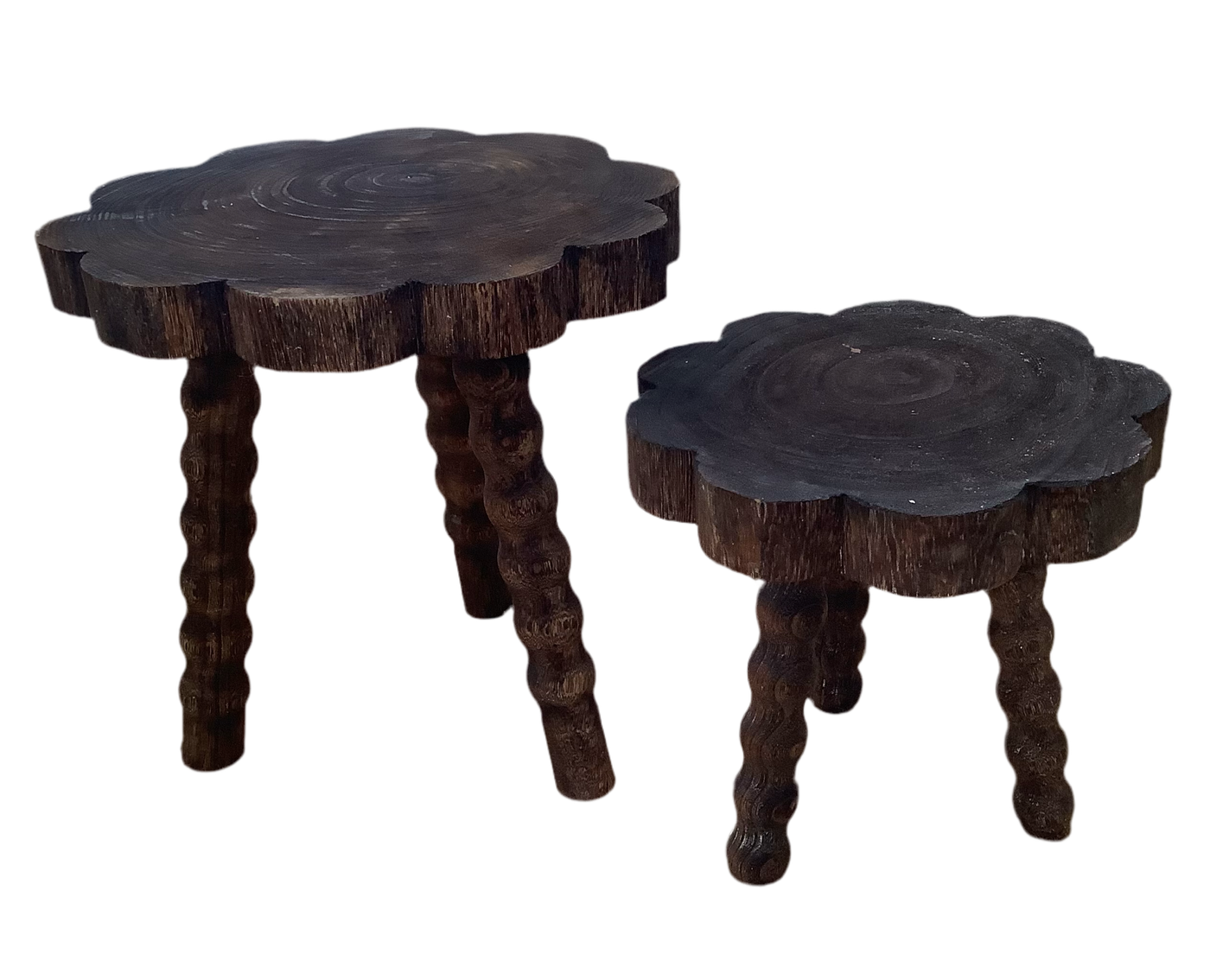 Scallop Top Dark Wood Stool