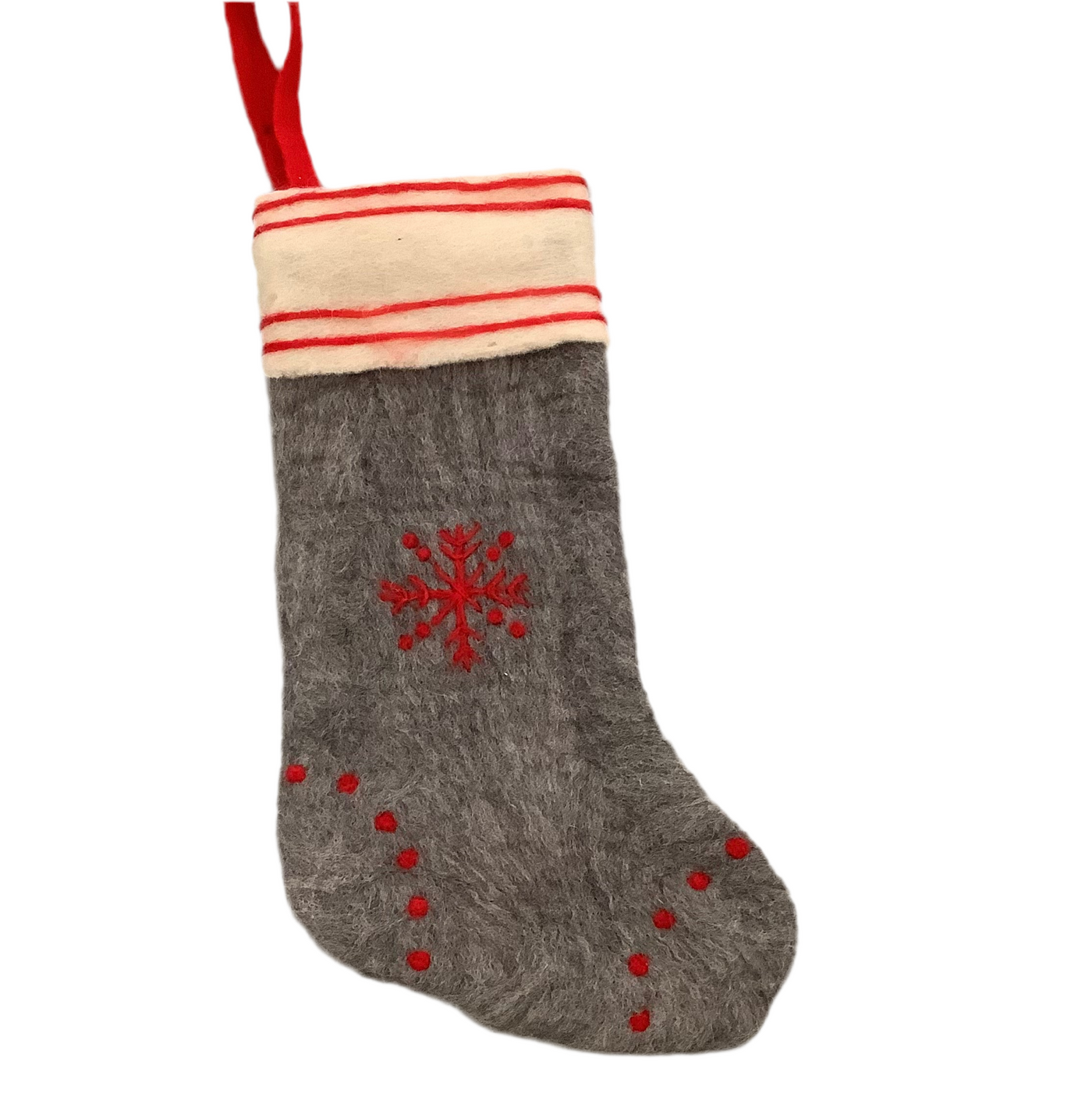 Grey Wool Snowflake Stocking