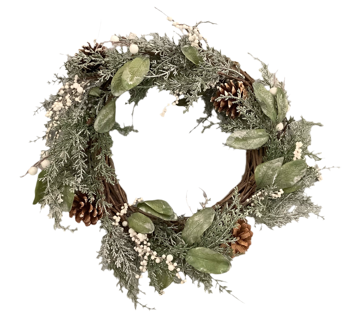 Frosted Mixed Greenery Wreath 14”