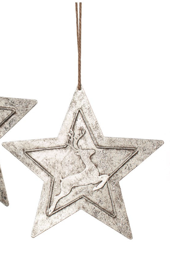 Silver Metal Star Deer Ornament