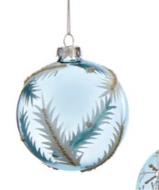 Blue/Clear Glass Ball Ornament