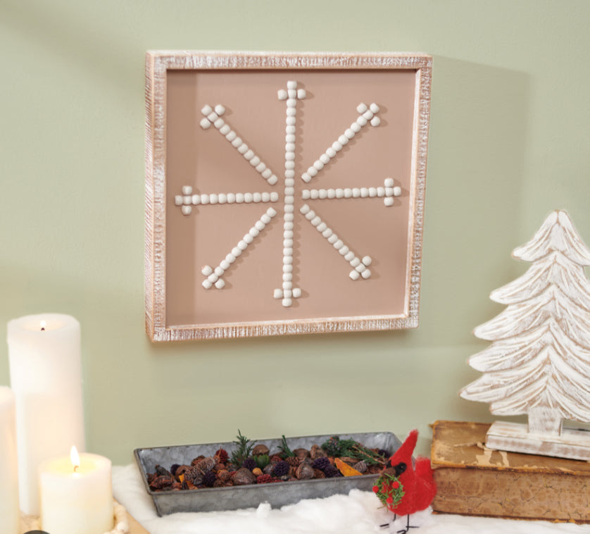 Beaded Snowflake Framed Sign