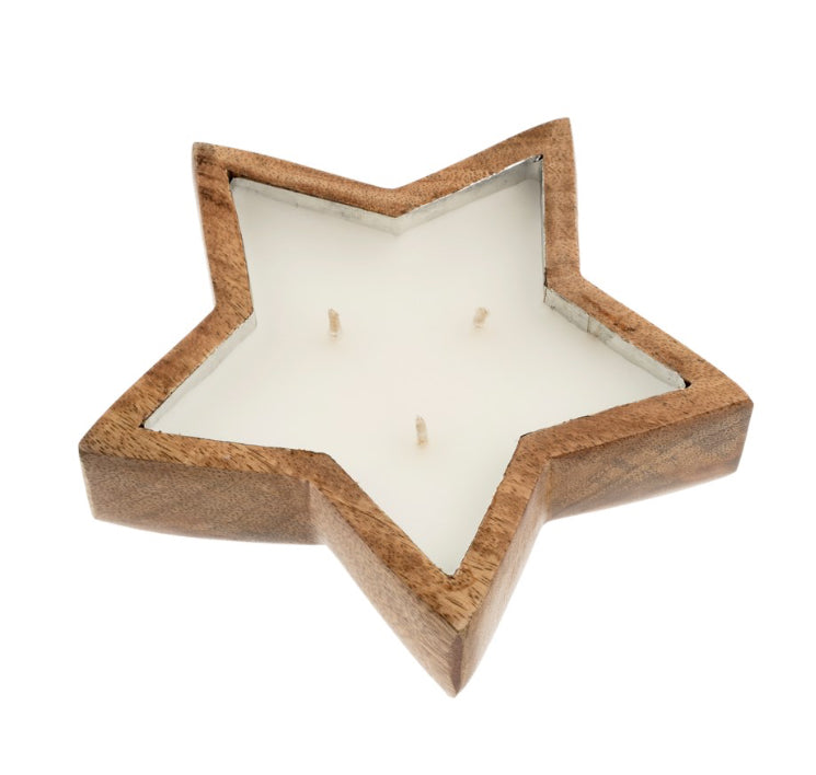 Wooden Star Candle- Amber Spruce