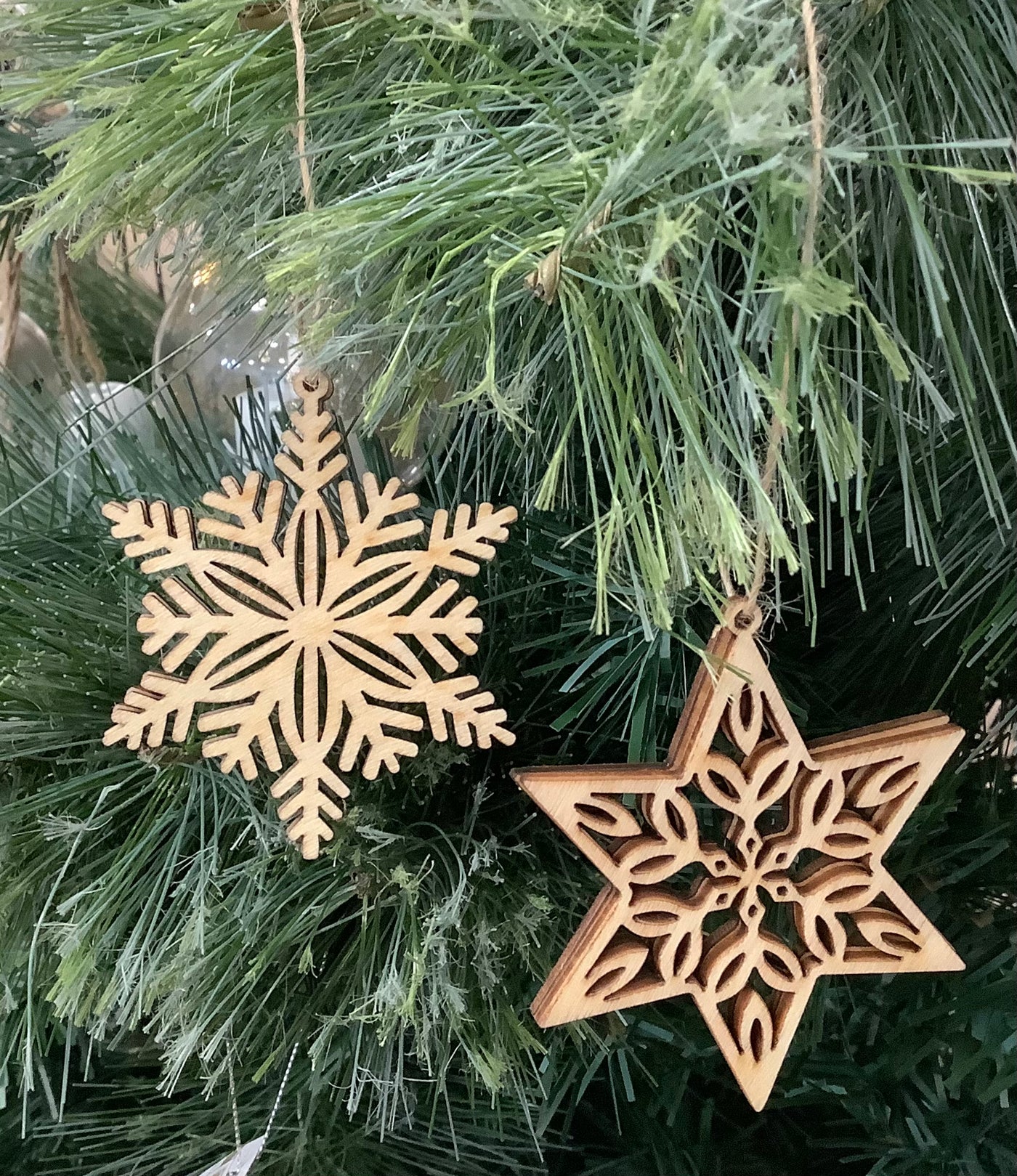 Laser Cut Wood Snowflake Ornament