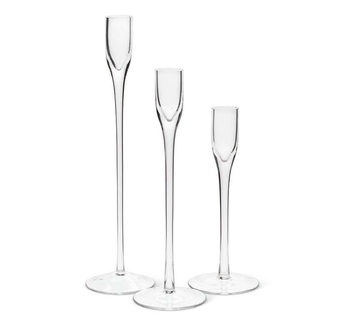 Clear Glass Slender Taper Candle Holder