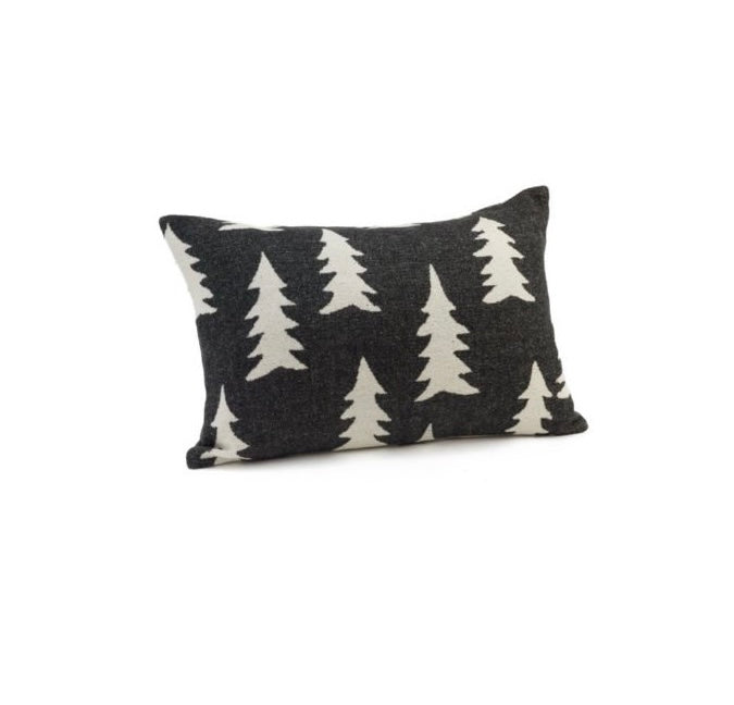 Black + White Tree Lumbar Pillow