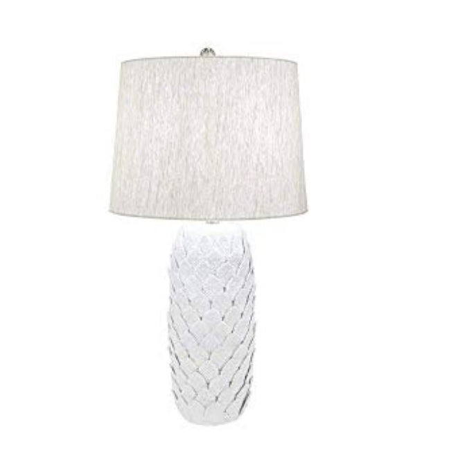 Ivory Leaf Embossed Ceramic Table Lamp