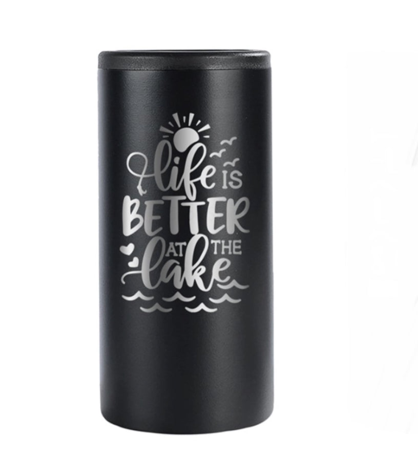 Stainless Steel Lake Slim Can Coozie