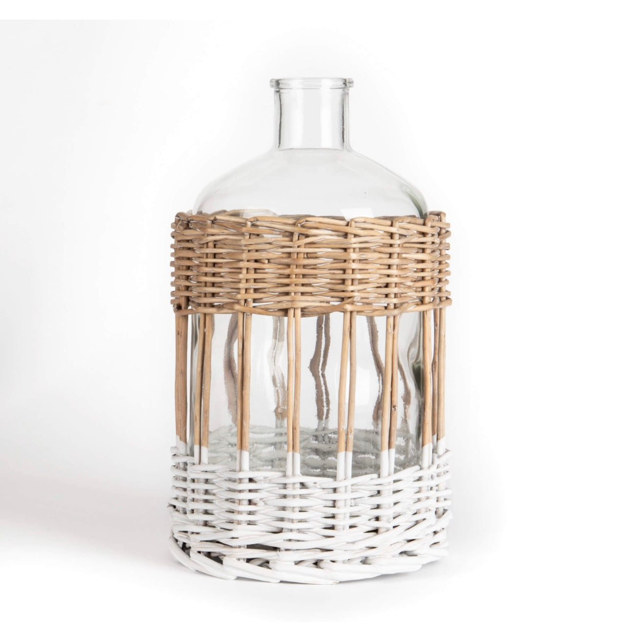 Glass Wicker Bottle Vase-Large