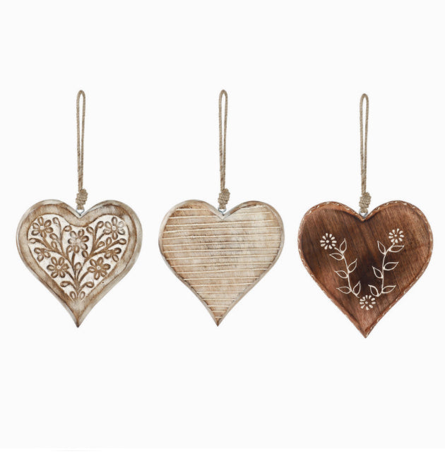 Hanging White Wash Wood Heart