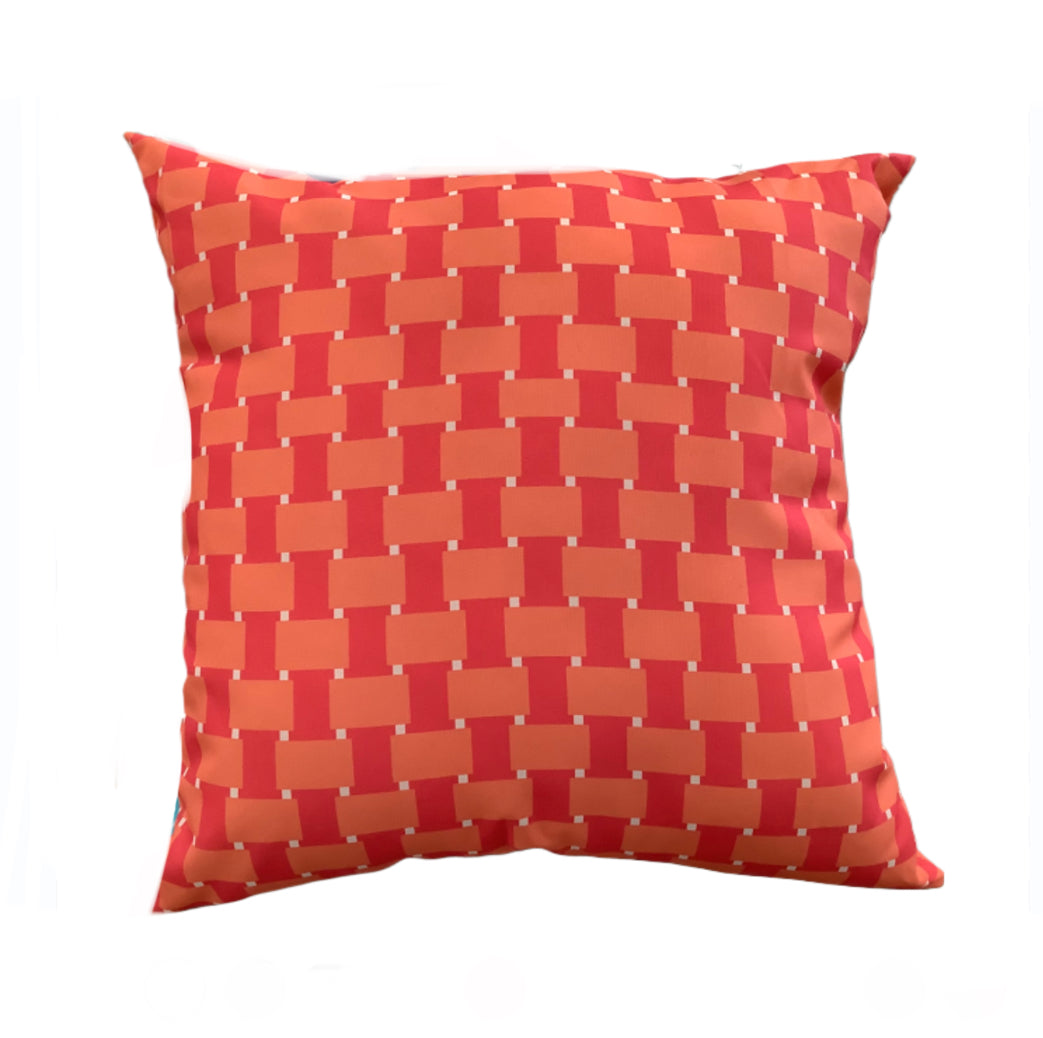 Floral/Woven Print Reversible Outdoor Pillow