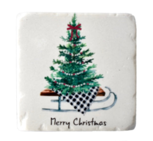 Merry Christmas Tree Coaster
