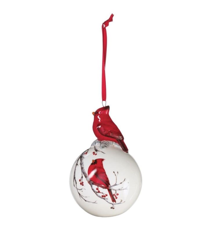 Sitting Cardinal Ceramic Ornament