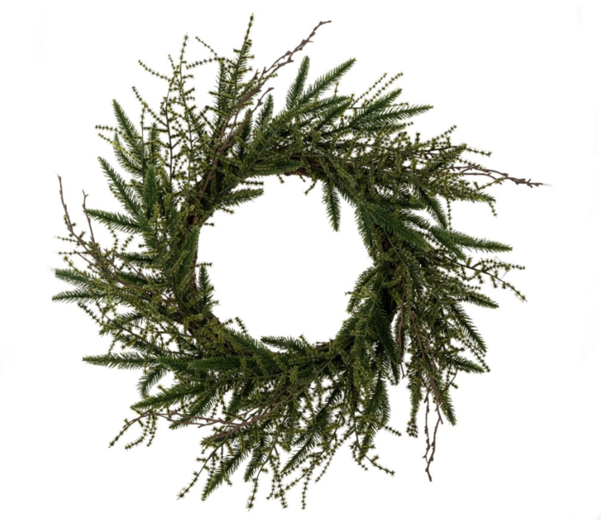 Twig + Pine Wreath Sprig 7”