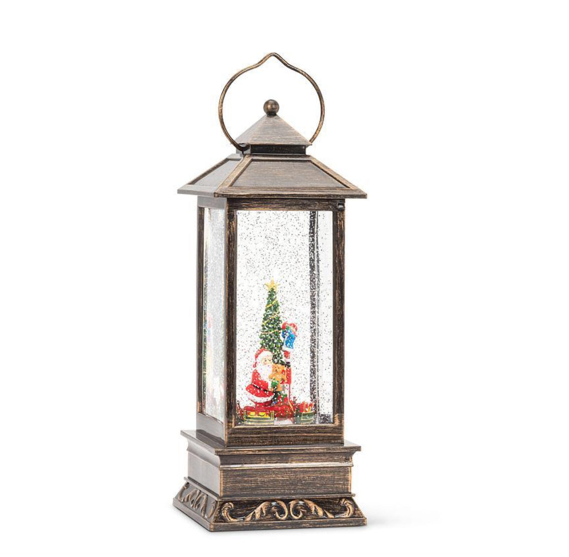 Santa + Train LED Glitter Lantern