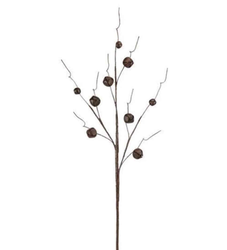 Rusty Jingle Bell Curly Twig Spray 30.5”