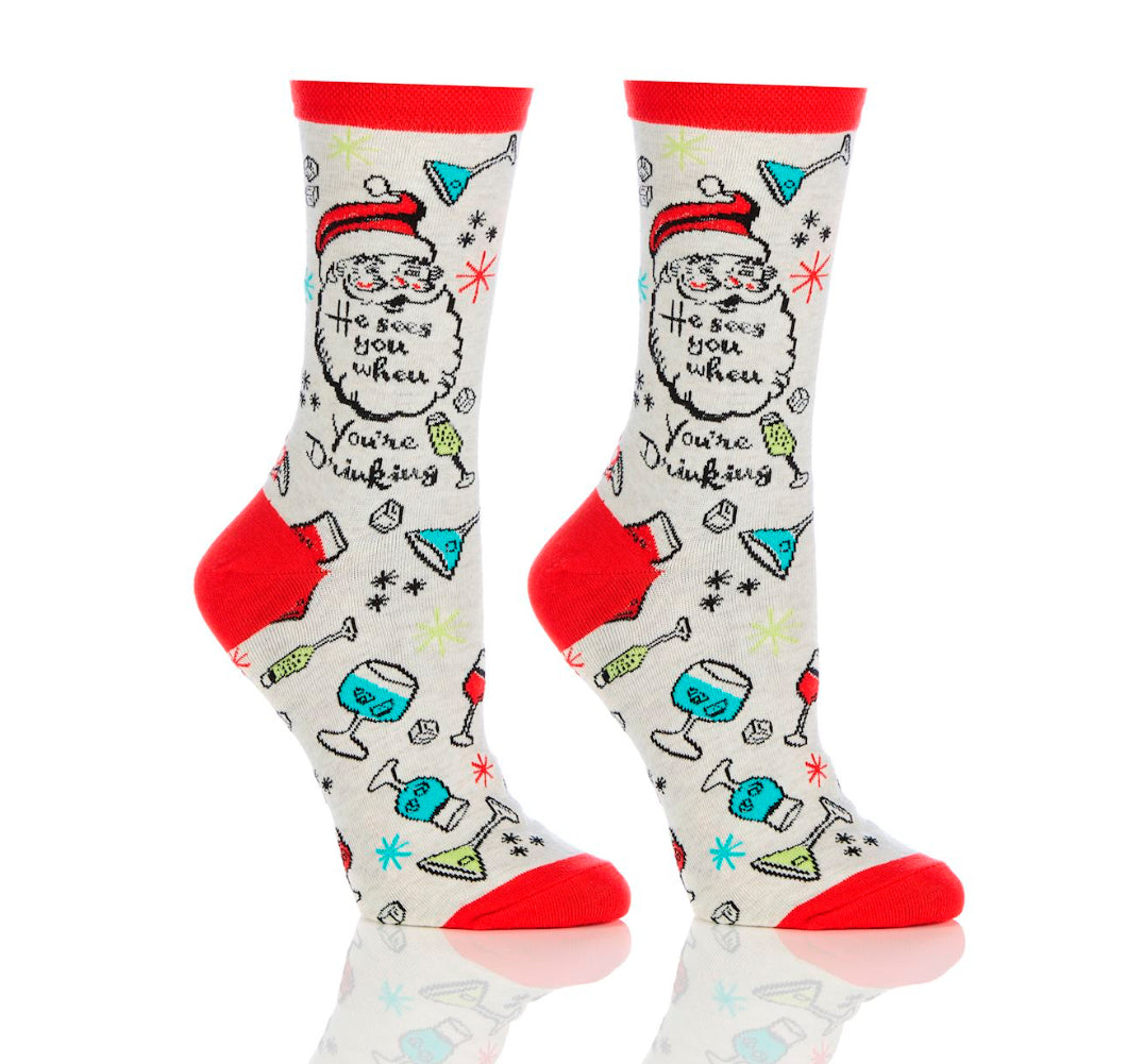 Women’s Socks-He Sees You When You’re Drinking