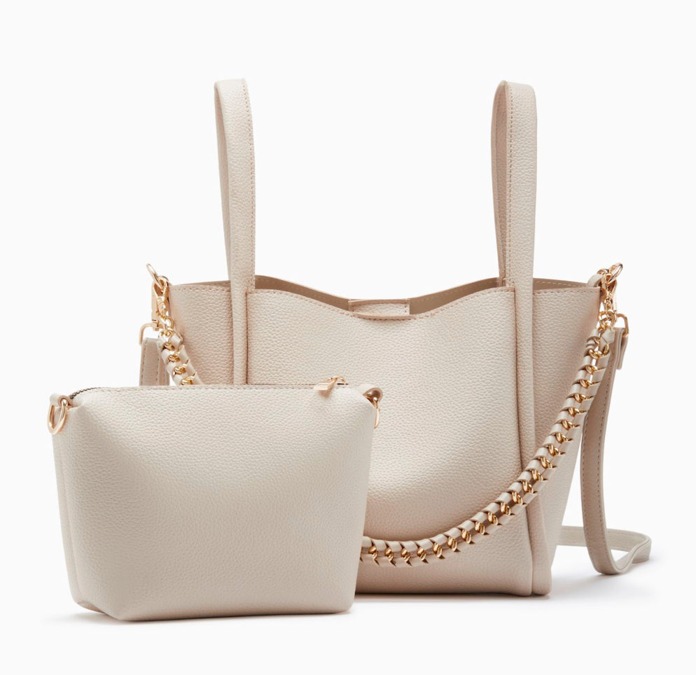 Isabela Bucket Tote + Pouch-Bone