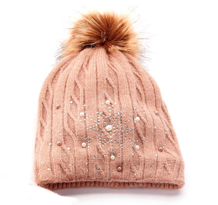 Jewelled Winter Pom Pom Hat