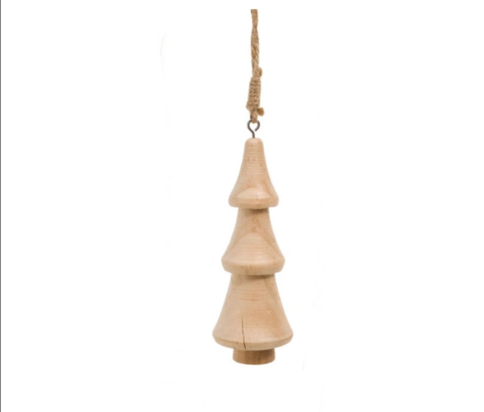 Natural Wood Spun Tree Ornament