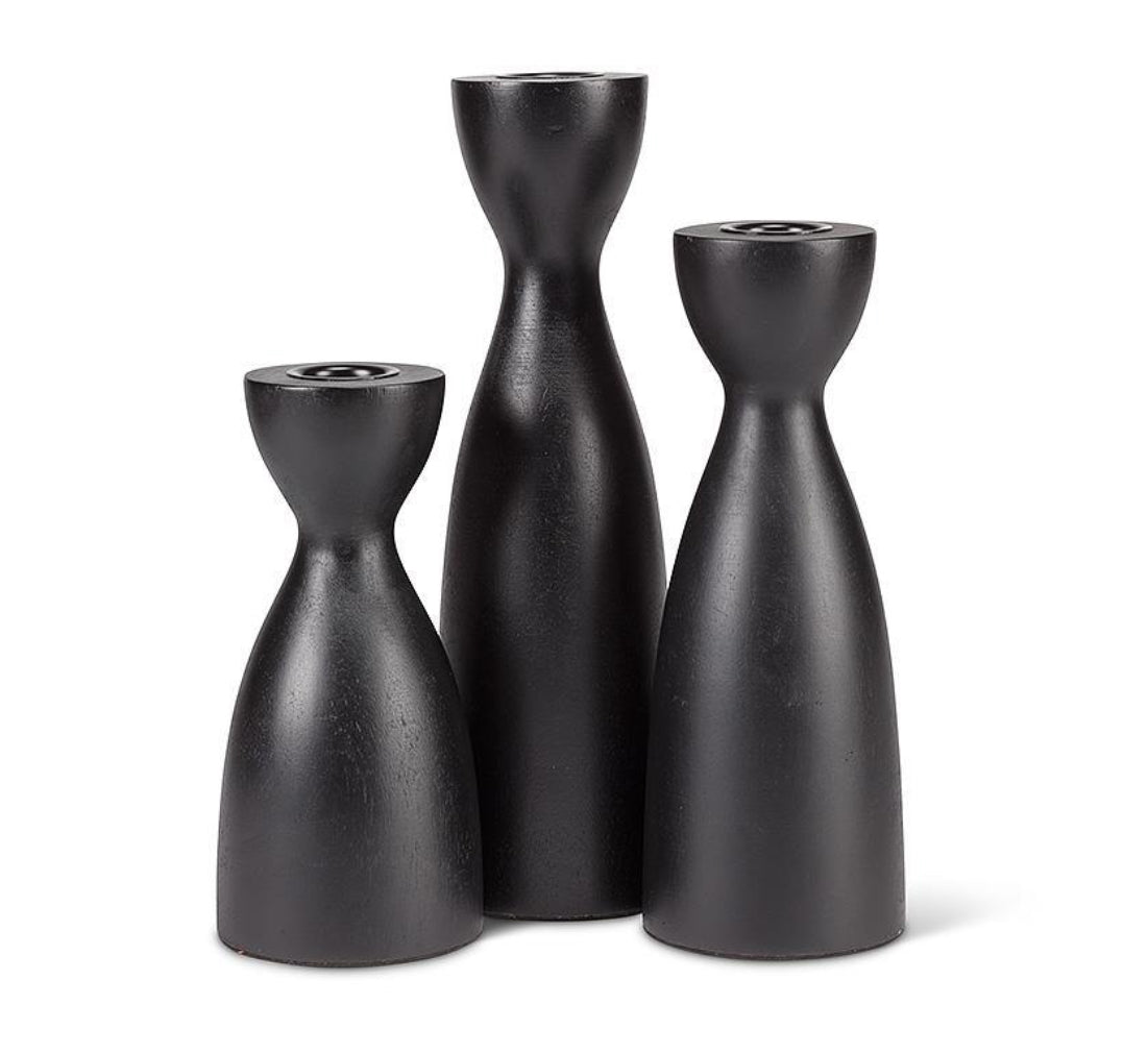 Curvy Black Taper Candle Holder