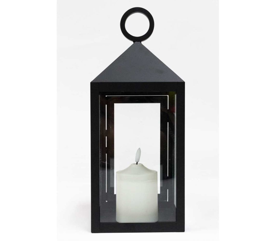 Black Metal Lantern w/4” LED Candle