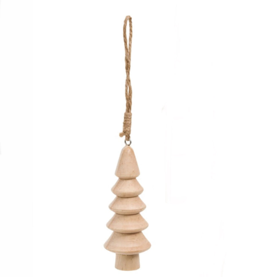 Natural Wood Spun Tree Ornament