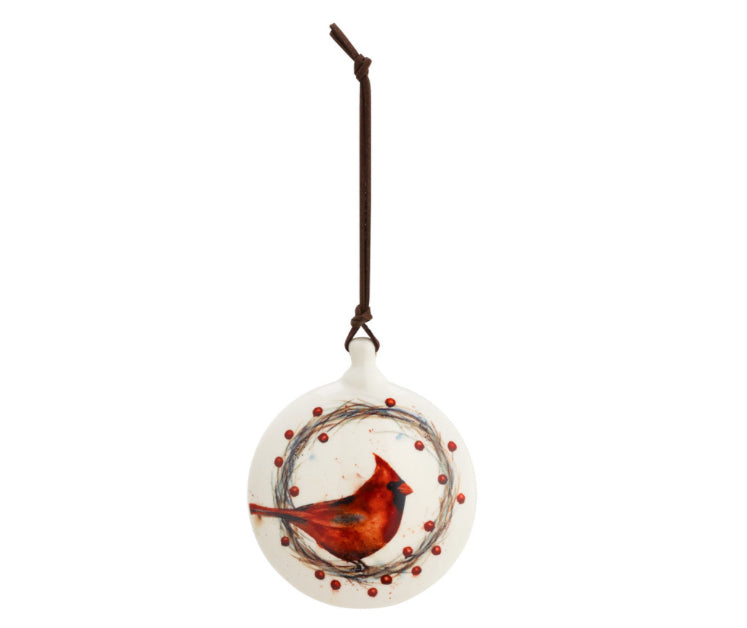 Cardinal Wreath Disc Ornament