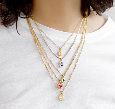 Enamel Birthstone Necklace