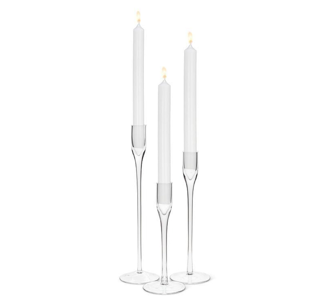 Clear Glass Slender Taper Candle Holder