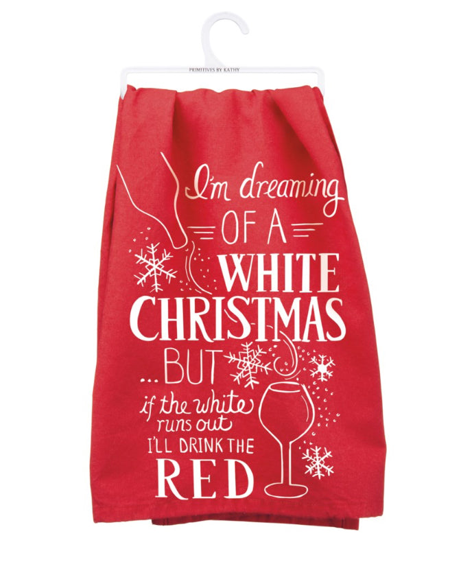 White Christmas Dish Towel