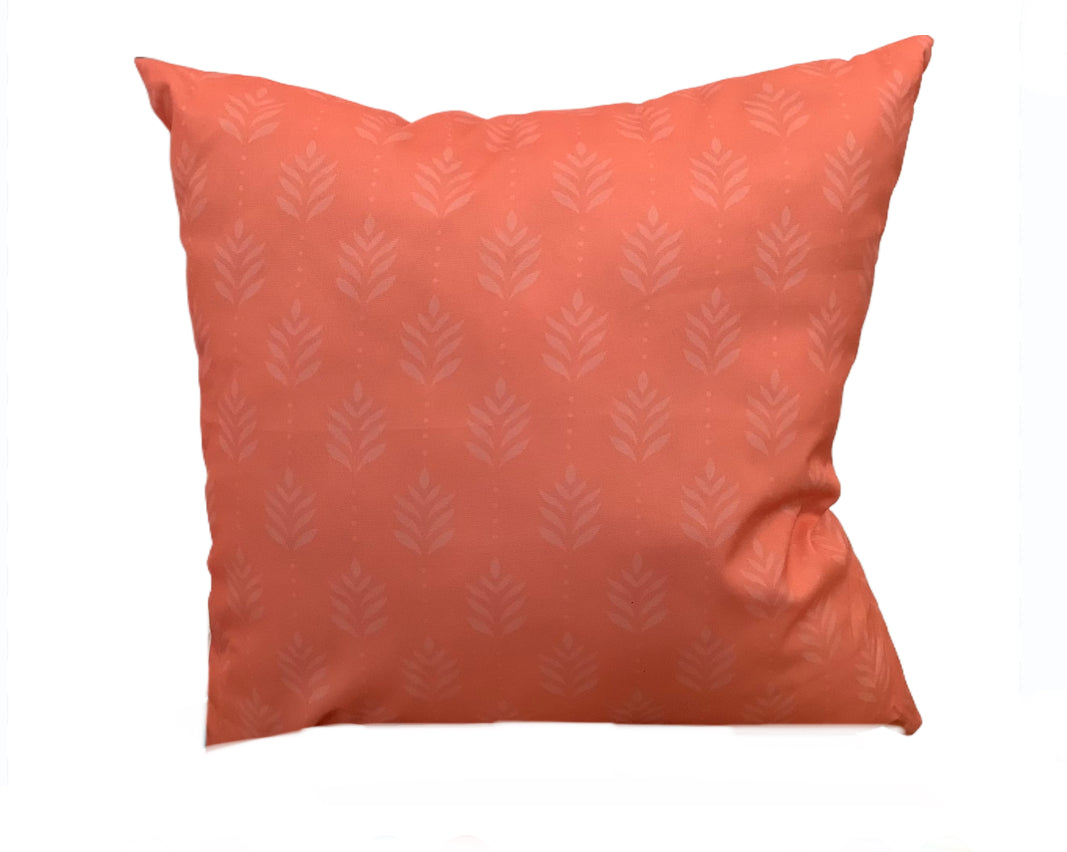 Coral Leaf Print Reversible Outdoor Pillow