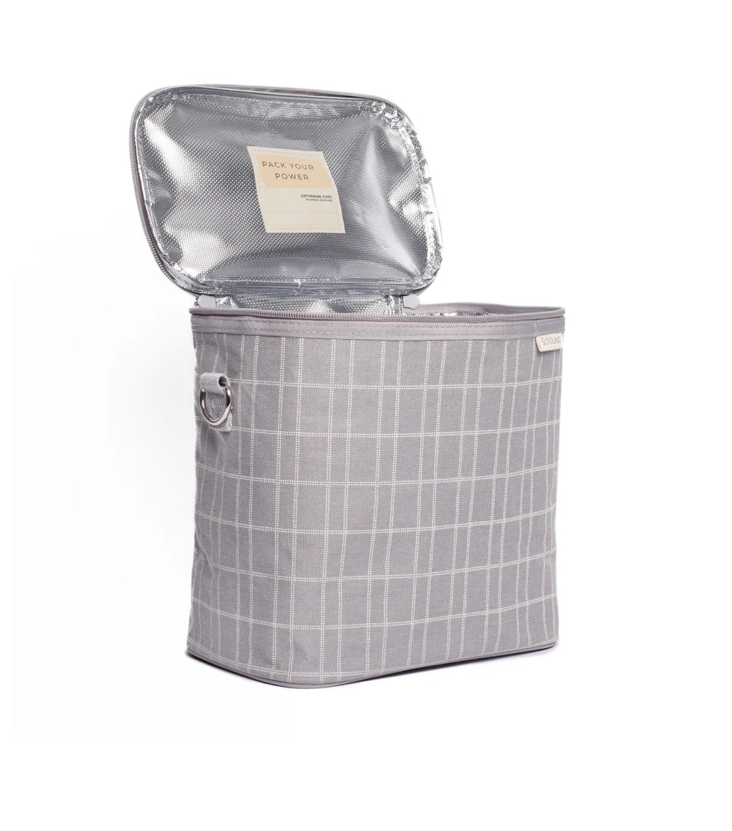 Light Grey Grid Lunch Pouche