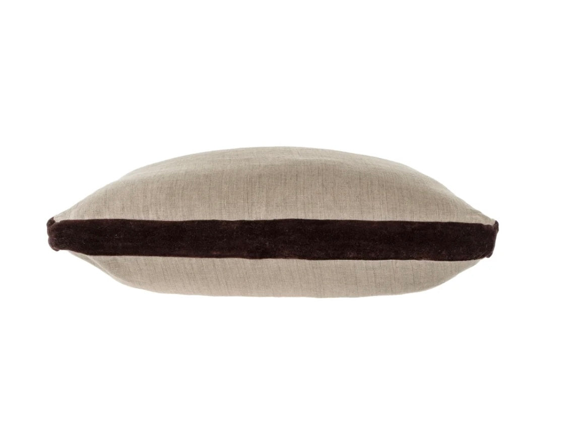 Velvet Trim Pillow-Chocolate