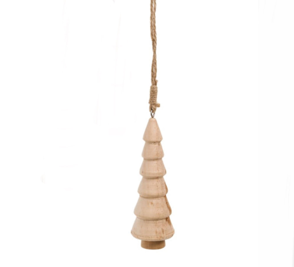 Natural Wood Spun Tree Ornament