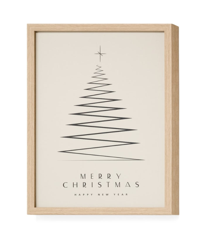 Minimalist Christmas Tree Wooden Framed Art