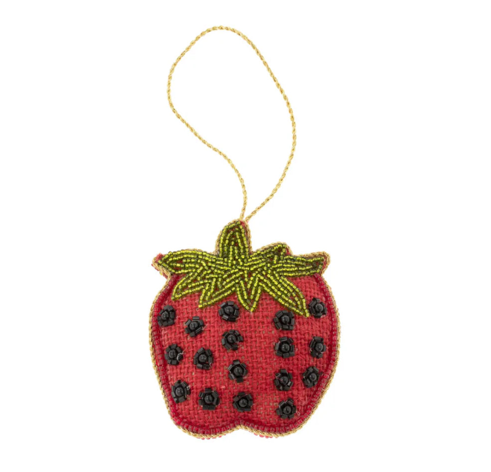 Strawberry Zardozi Ornament